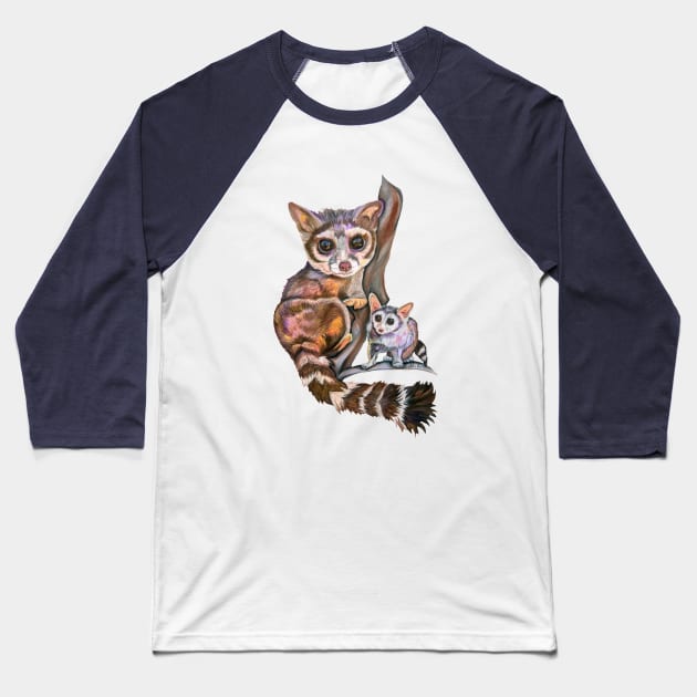 Ring-tailed Cats Baseball T-Shirt by mariasibireva